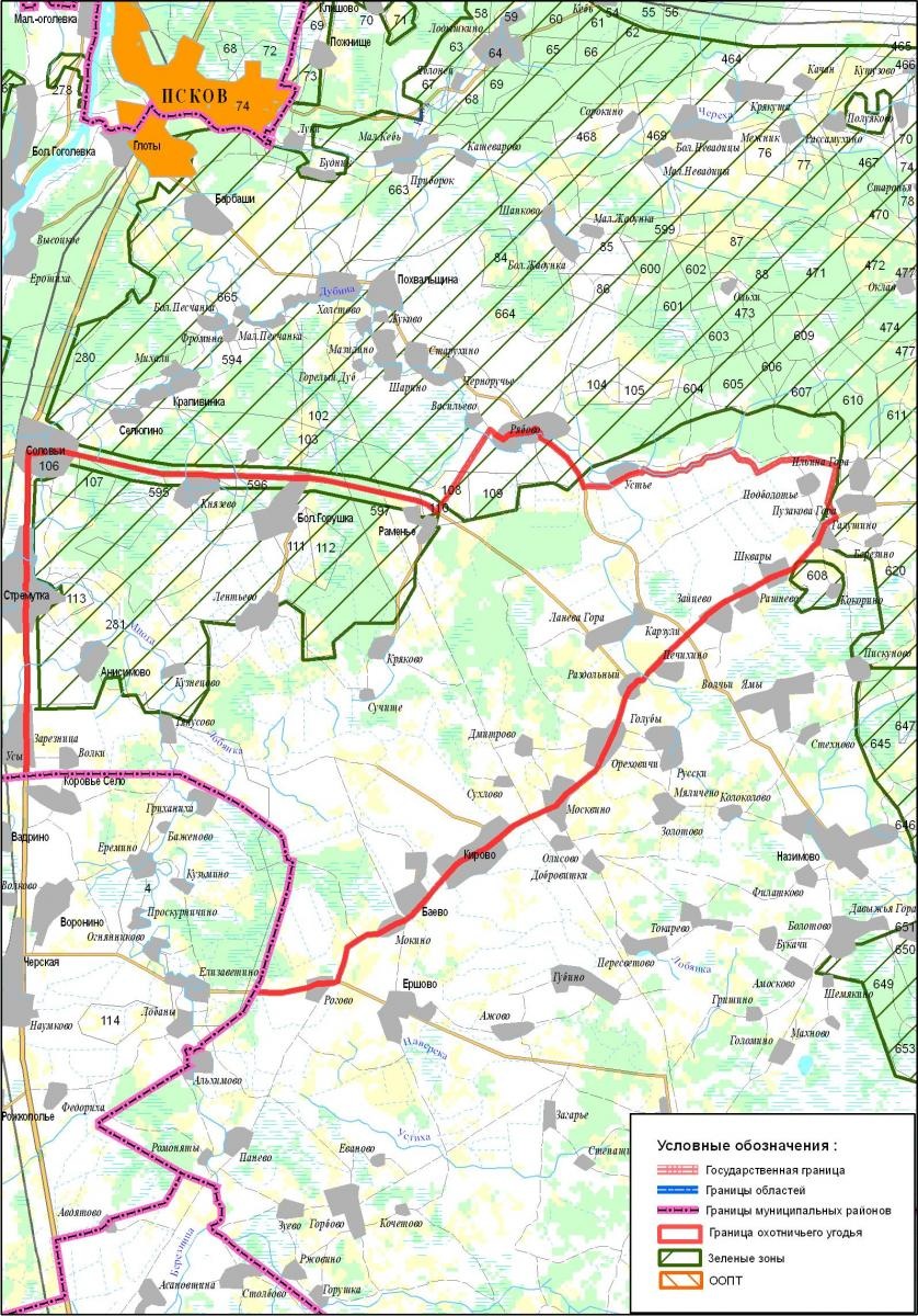 Карта охотничьих угодий псковской области карта