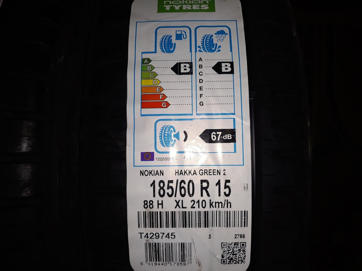 Новые тапки Nokian hakka green 2 xl R15 185/60 88 H — ЗАЗ Forza, 1,5 л ...