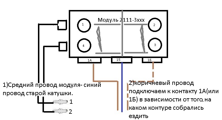 Схема катушки ваз 2110