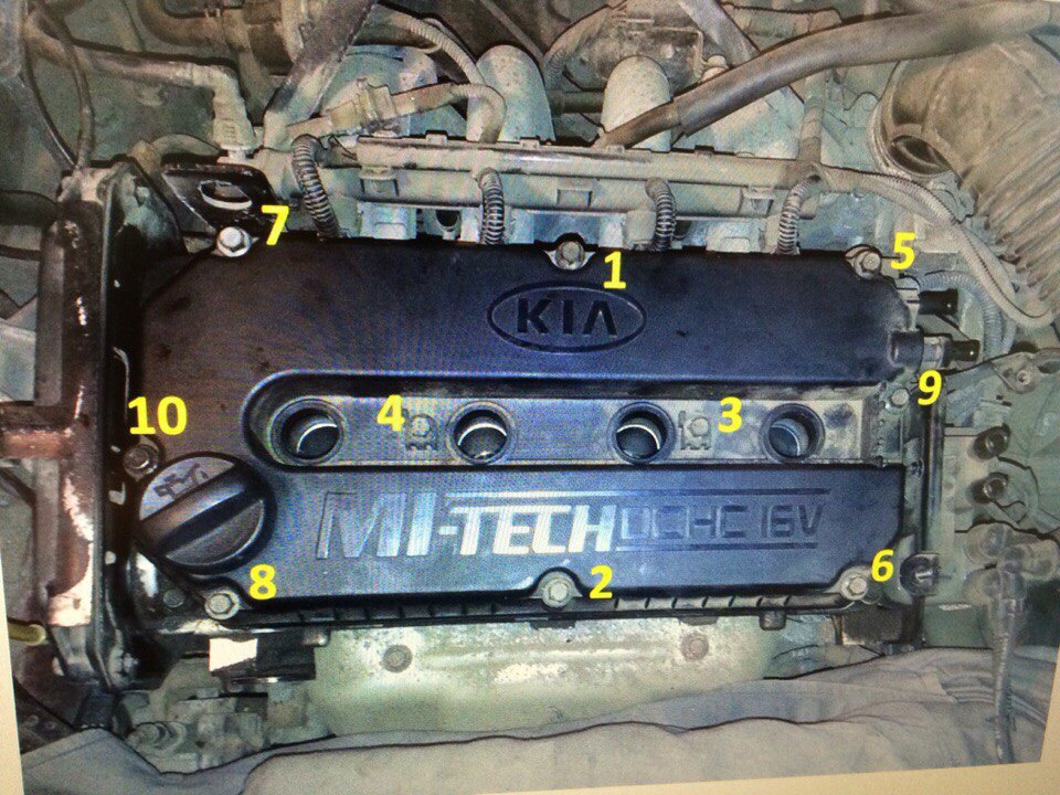 Схема протяжки клапанной крышки киа рио 3