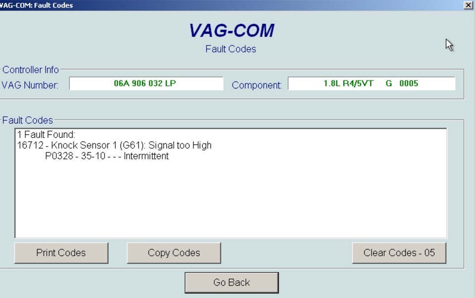 Vag code. VAG Fault code 02395.