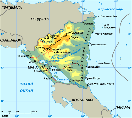 Озеро никарагуа на карте