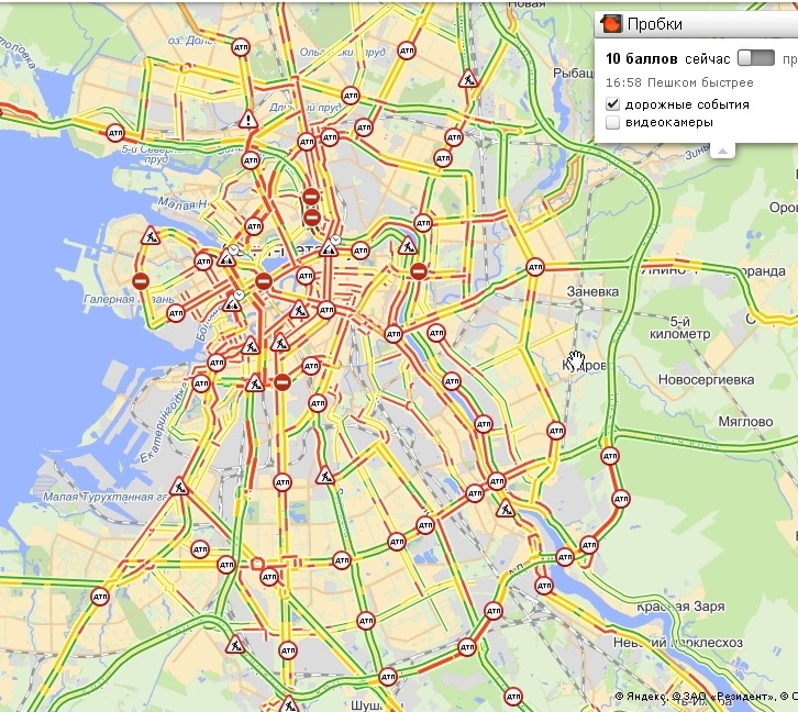 Карта пробки в санкт петербурге