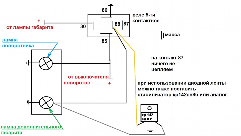 Схема подключения габаритов