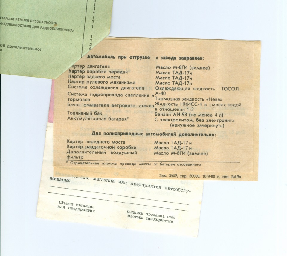 Опись упаковки и пломбировки автомобиля "Жигули" 1980г — Lada 21011, 1 ...