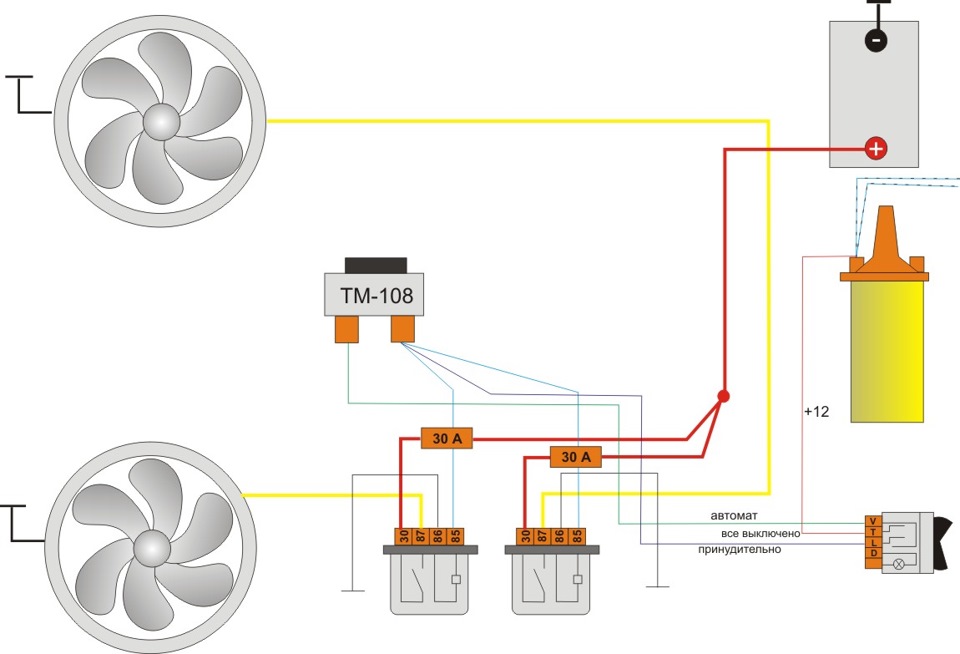 Схема включения вентилятора ваз 2105 инжектор