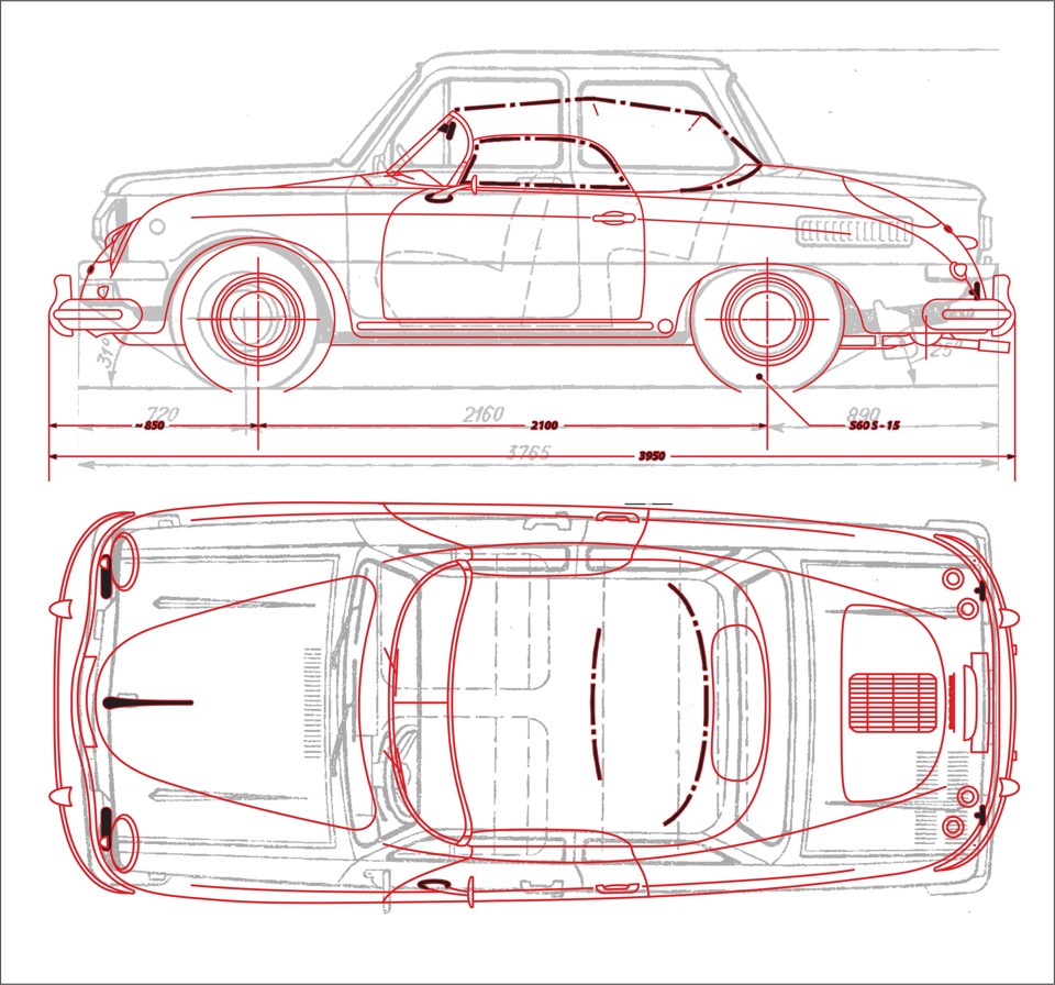 Porsche 911 чертеж