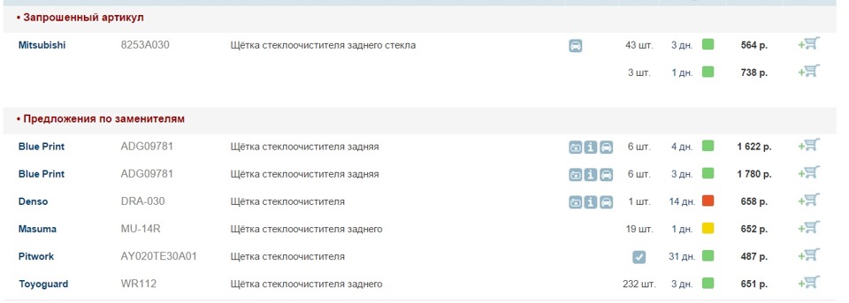 MU14R Щетка заднего стеклоочистителя Masuma 300mm пластиковая ...