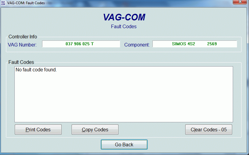 Vag fault code