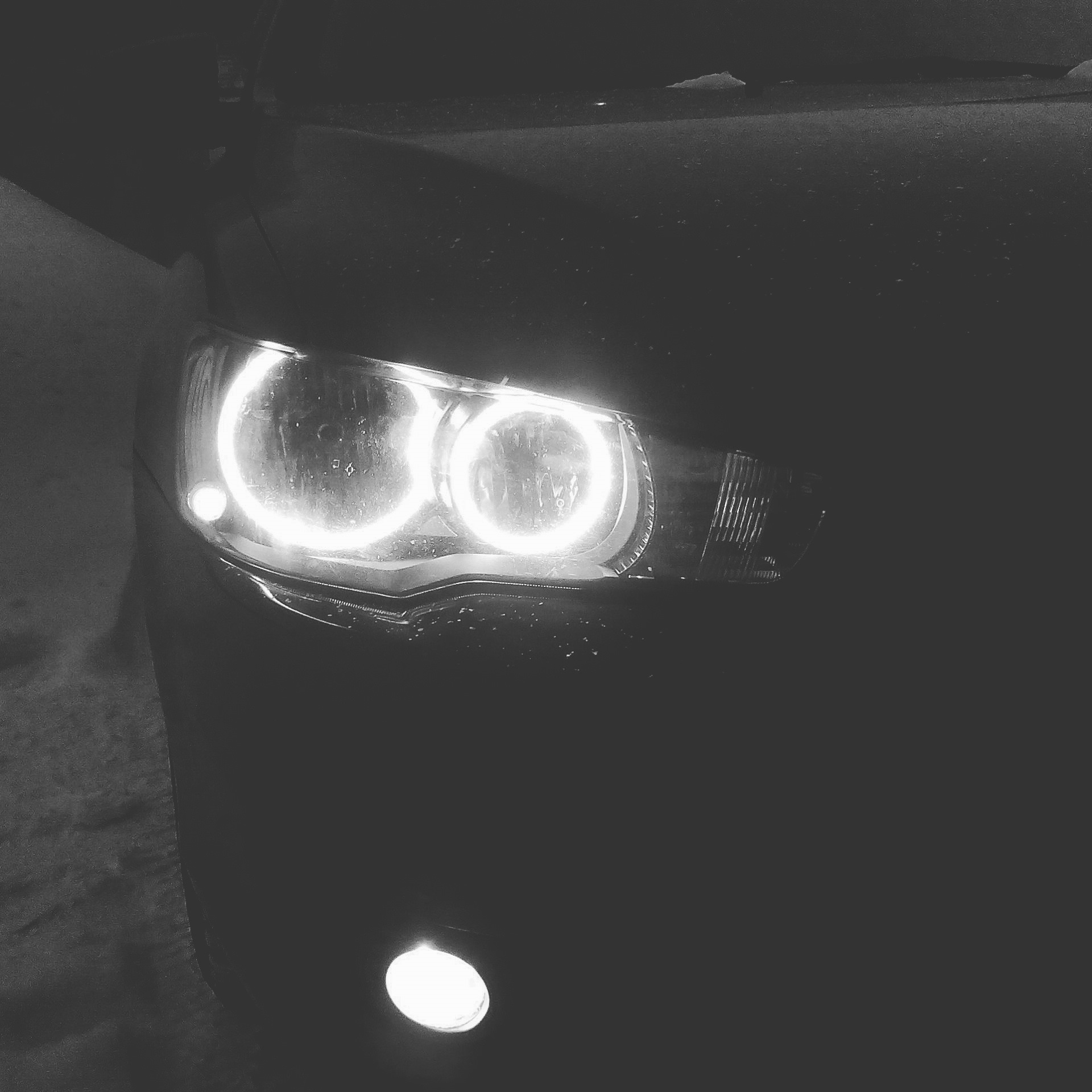 Ангельские глазки, сверхъяркий белый + режим ДХО — Mitsubishi Lancer X ...