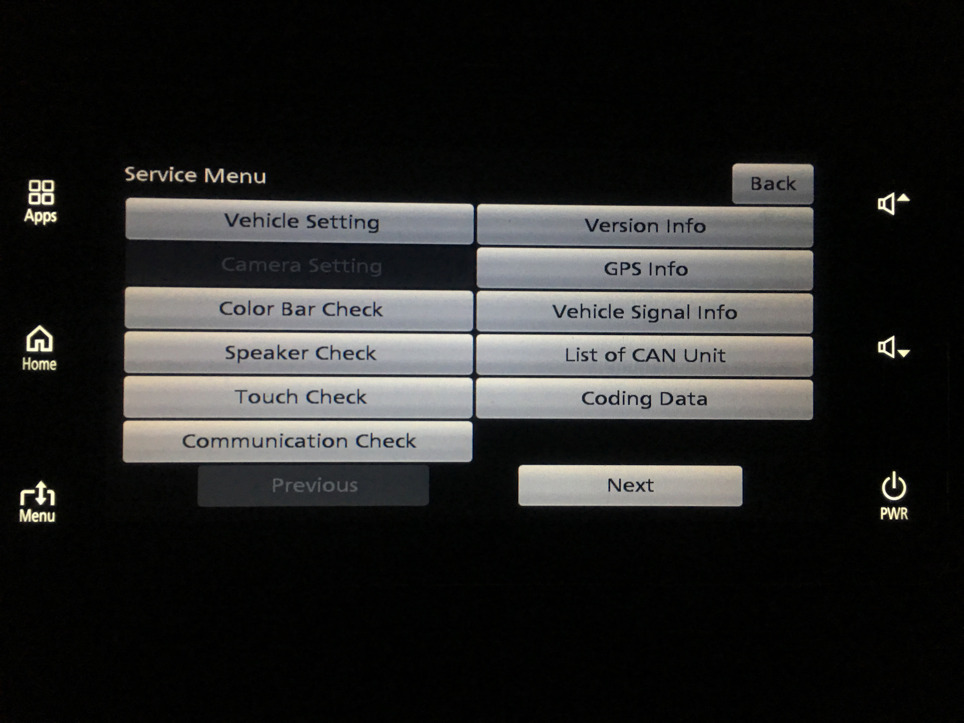 No original vehicle setting function