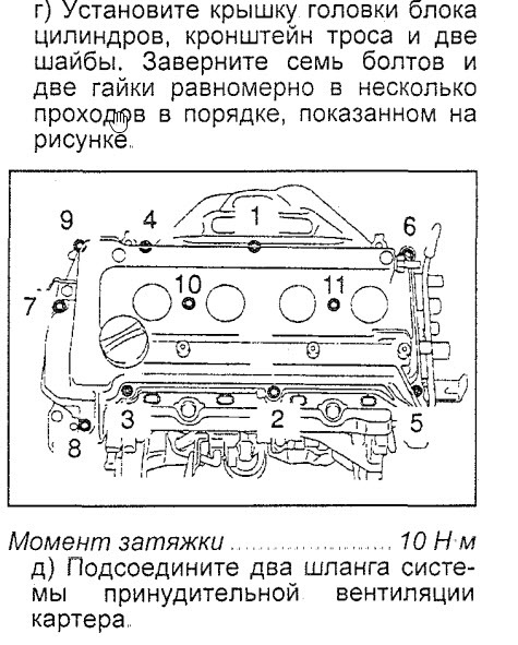 Схема протяжки клапанной крышки киа рио 3