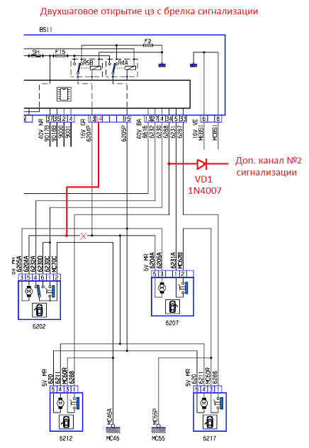 Двухшаговое открытие центрального замка с брелка сигнализации — Peugeot ...