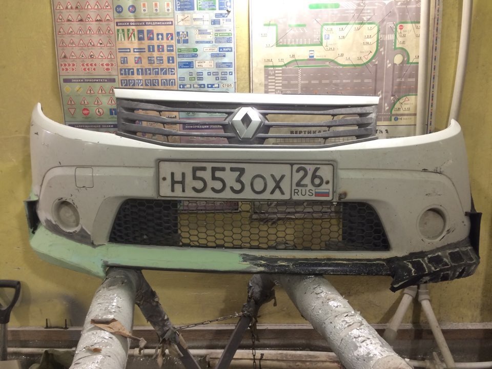 Тюнинг переднего бампера ч. 3 — Renault Sandero 1G, 1,4 л, 2011 года ...