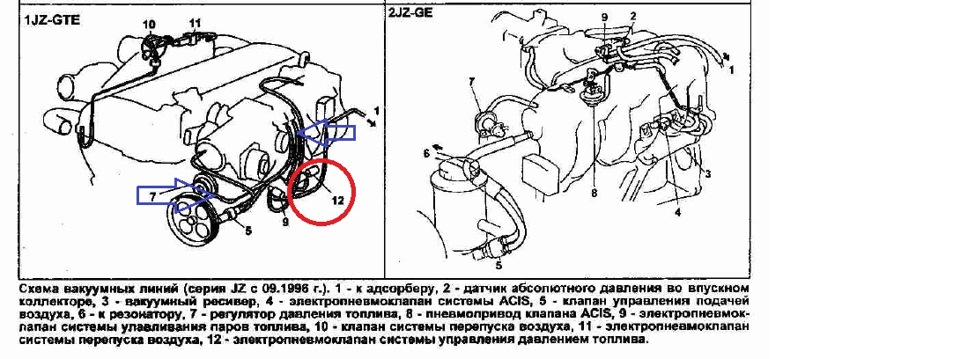 Схема вакуумных трубок 1jz ge