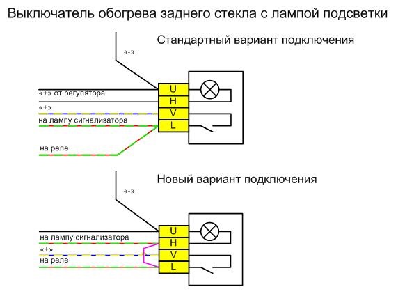 Схема подключения подогрева заднего стекла 2106