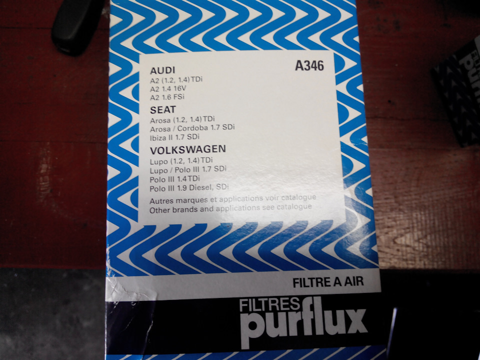 Новый фильтрующий элемент PURFLUX A346 — Audi A2. Запчасти на фото: A346