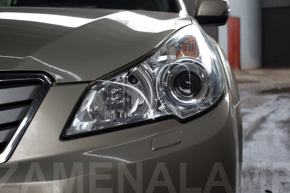 SUBARU OUTBACK (BR) замена штатных линз на биксеноновые 3.0 дюйма ...