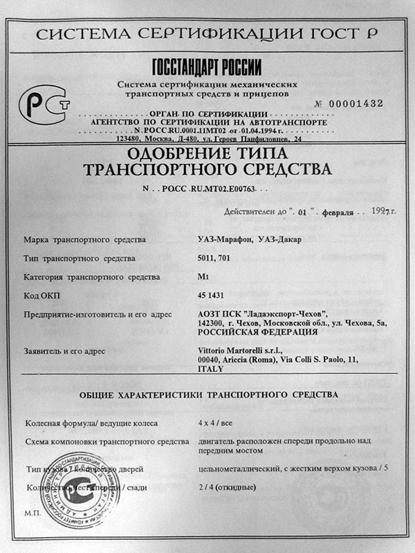 Оттс нива 21213 список допустимого дополнительного оборудования