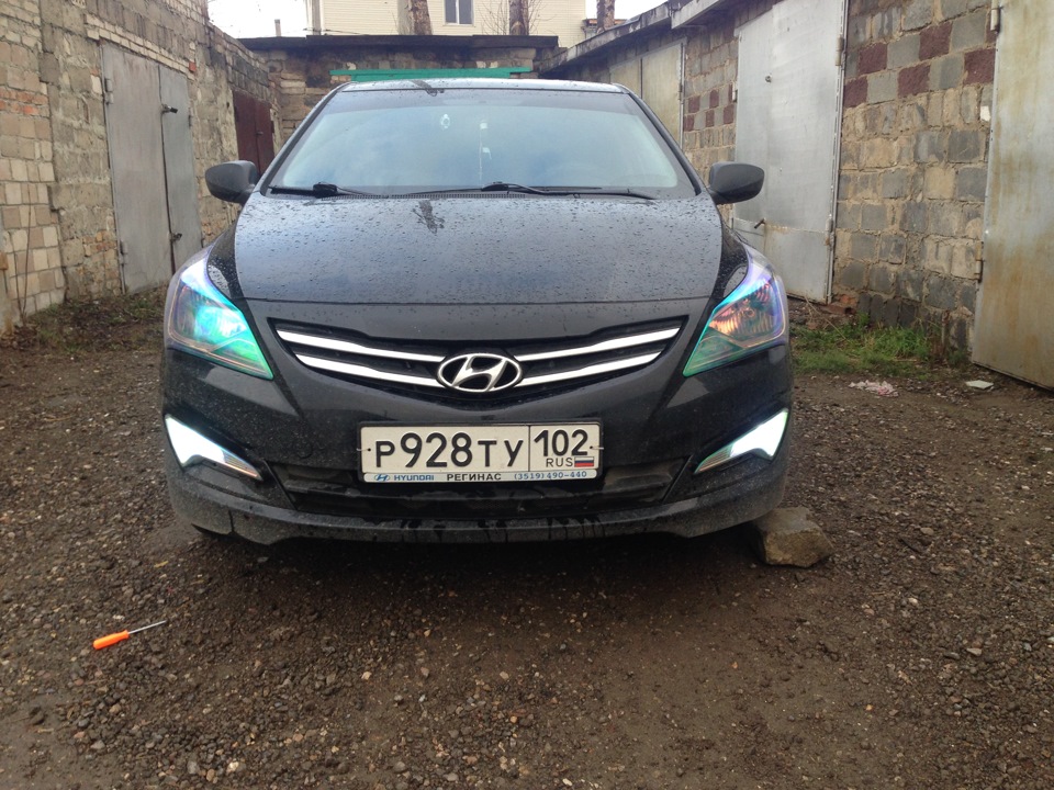замена ходовых огней на диод. — Hyundai Solaris, 1,4 л, 2014 года ...