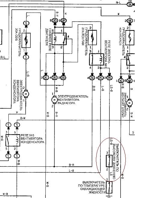 Схема включения вентилятора охлаждения тойота