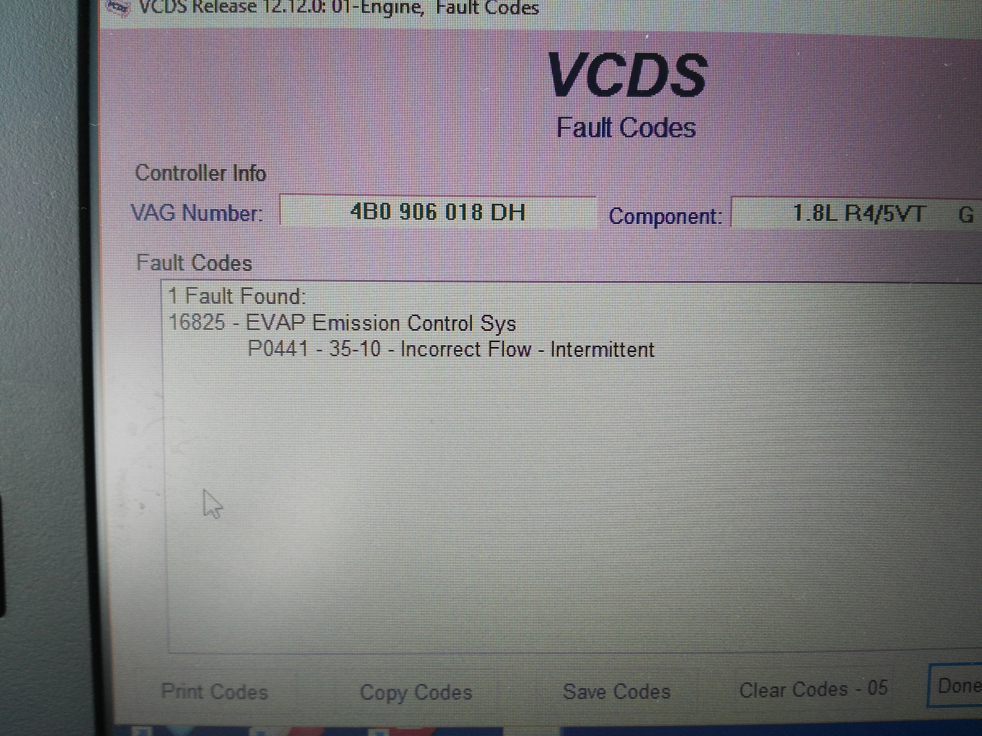 Vag fault code 01305. Vag fault code 1057547.