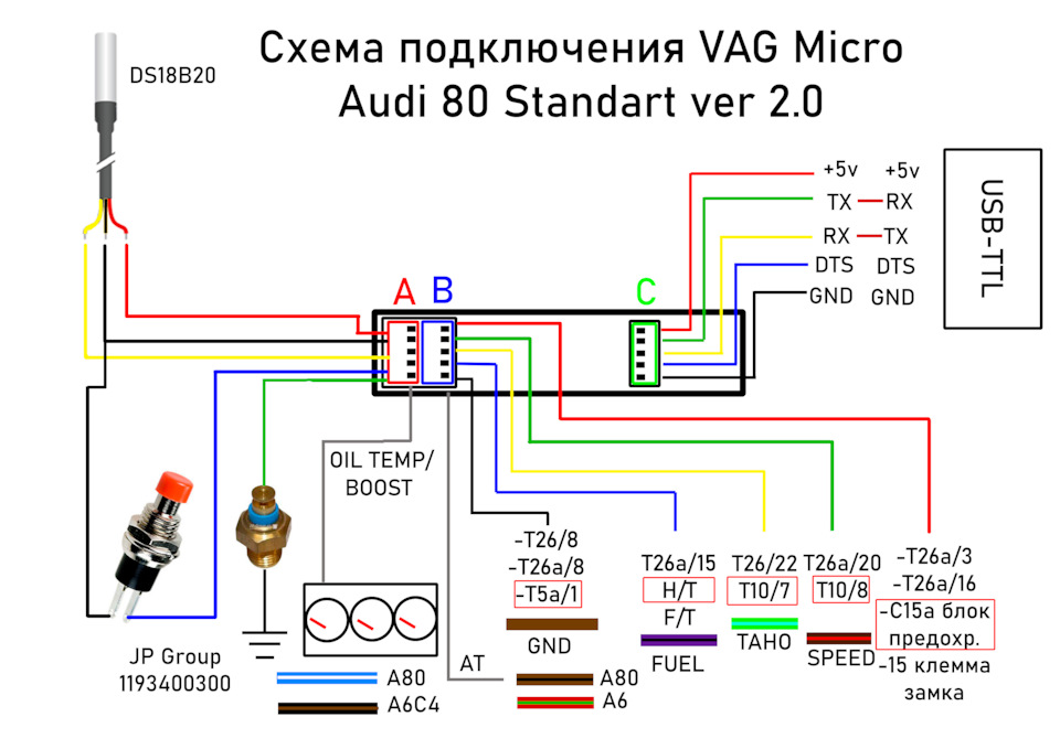 1193400300 Датчик температуры на стрелку 10х1 голубой Audi/VW JP GROUP ...