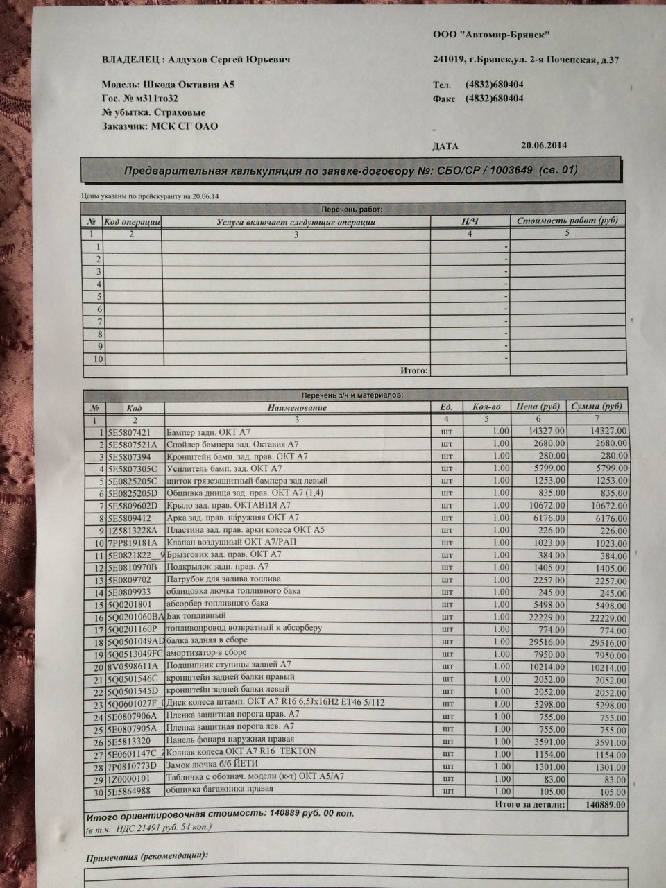 Цены от "Автомир" Брянск кузовной цех — DRIVE2