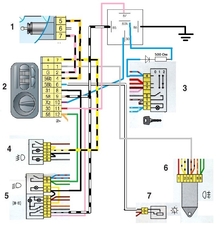 Схема переключателя света на газели