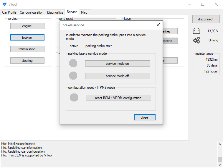 сервисное положение стояночного тормоза — Volvo XC90 (2G)