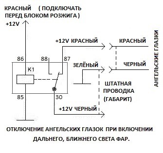 Схема подключения ангельских глазок