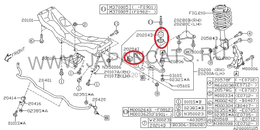 Схема передней подвески субару импреза