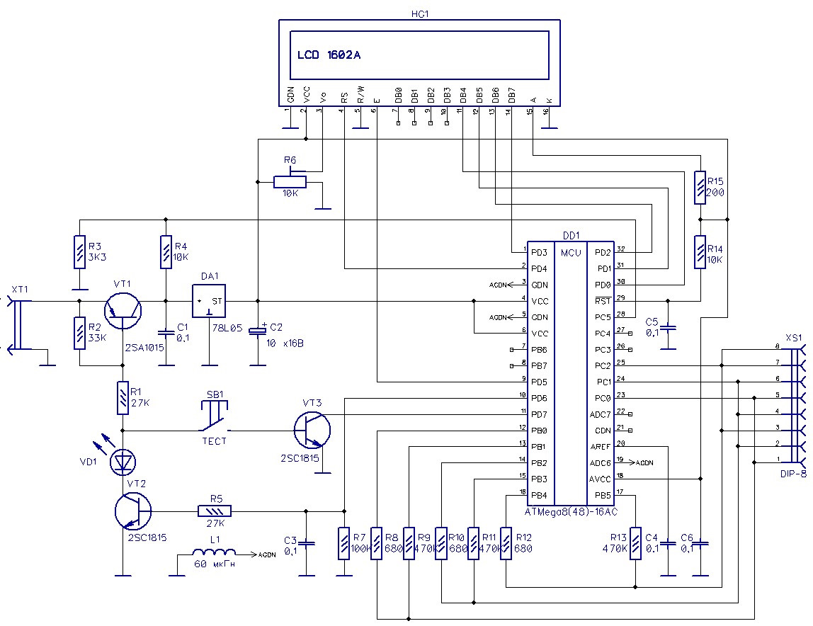 Практик 8 схема. Принципиальная схема микроконтроллера atmega8. Транзистор тестер на atmega8. Atmega8 схема включения. ESR тестер attiny2313.