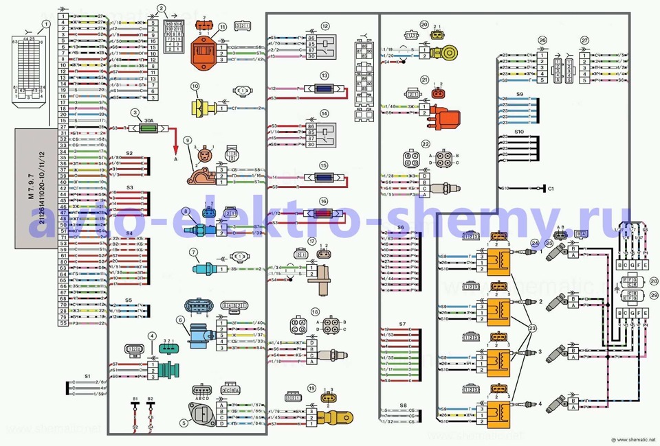 Схема электропроводки ваз 217130
