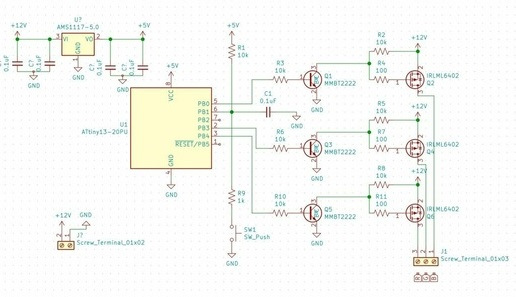 Лампа настроения на attiny13 схема