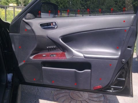 Как снять дверные карты на лексусе Снимаем обшивку двери Lexus is 250 - Lexus IS II, 2,5 л, 2009 года своими руками
