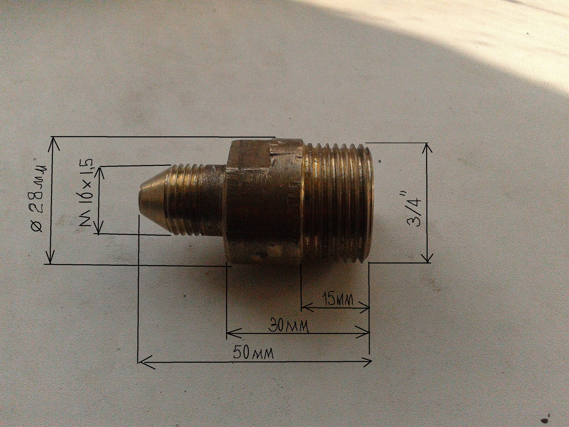 переходник м16х1.5 на 3/4 с огнетушителя на сварочник