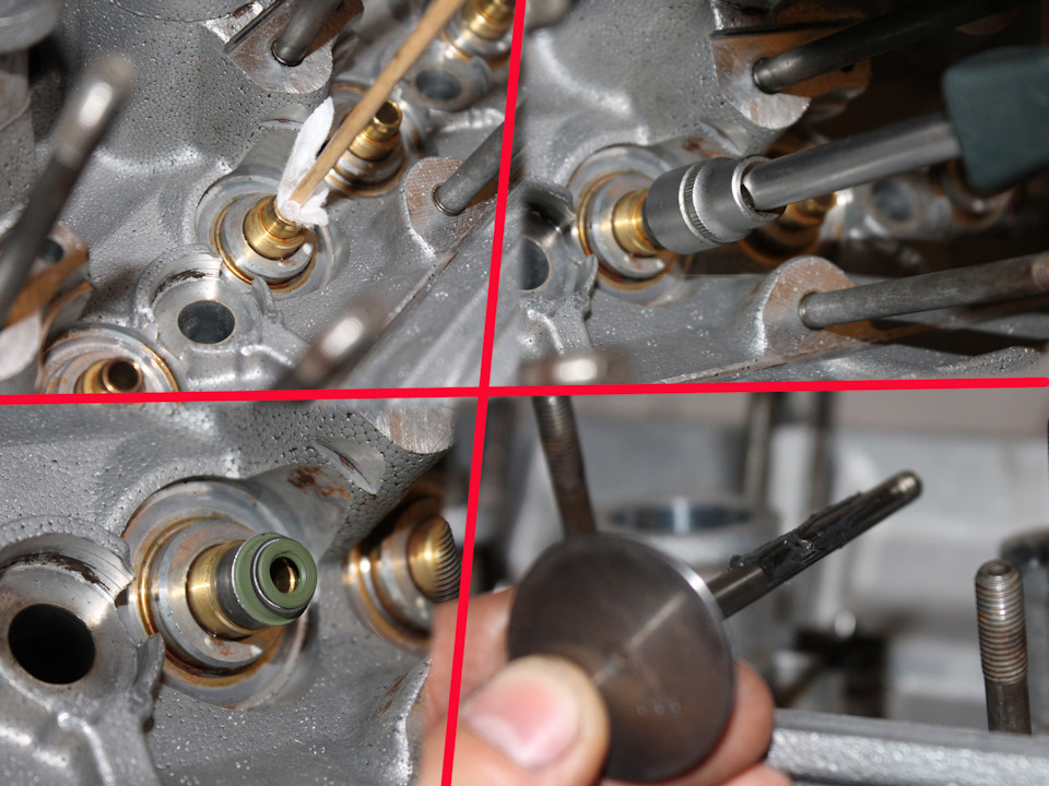 тряпкой прочистил направляющую клапана, запрессовал сальник, слегка смазал сам клапан — BMW 5 series (E39)