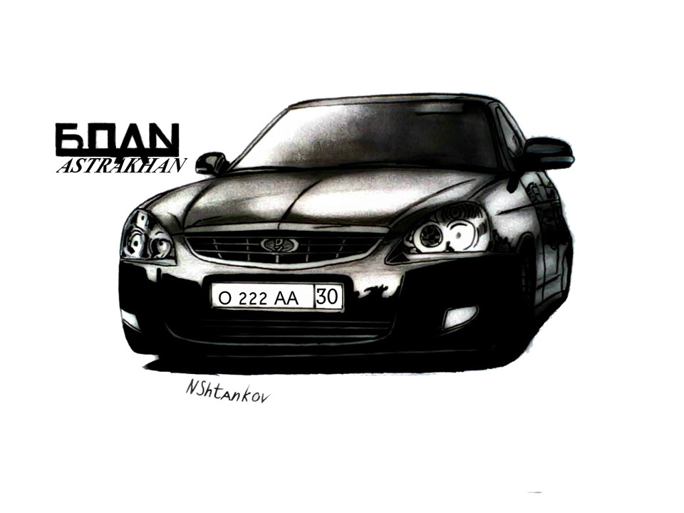 Черная приора рисунок