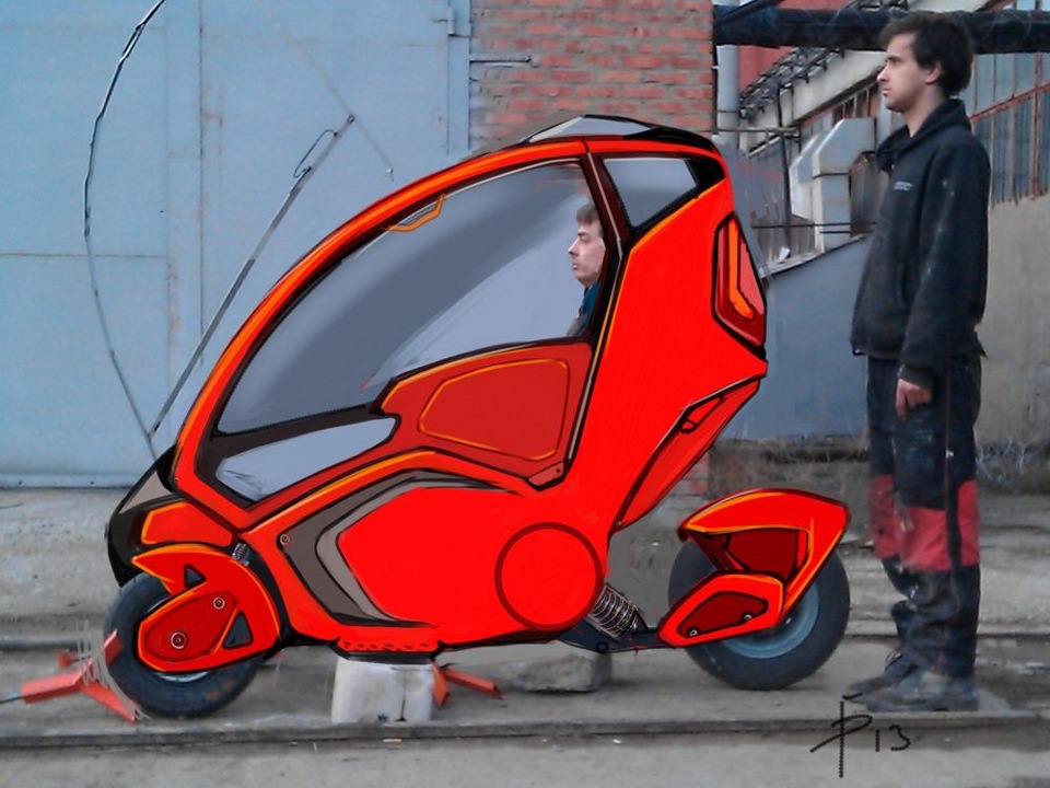 Эскиз поверх фотографии макета — Bravo eGo v3 (eTrike)