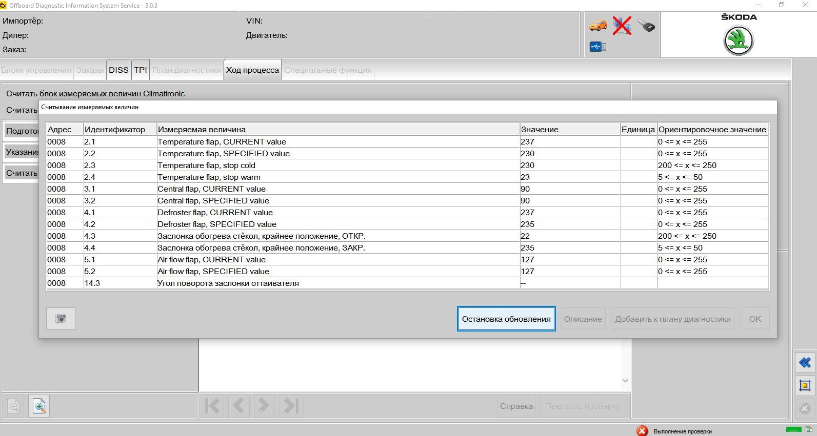 Values specified