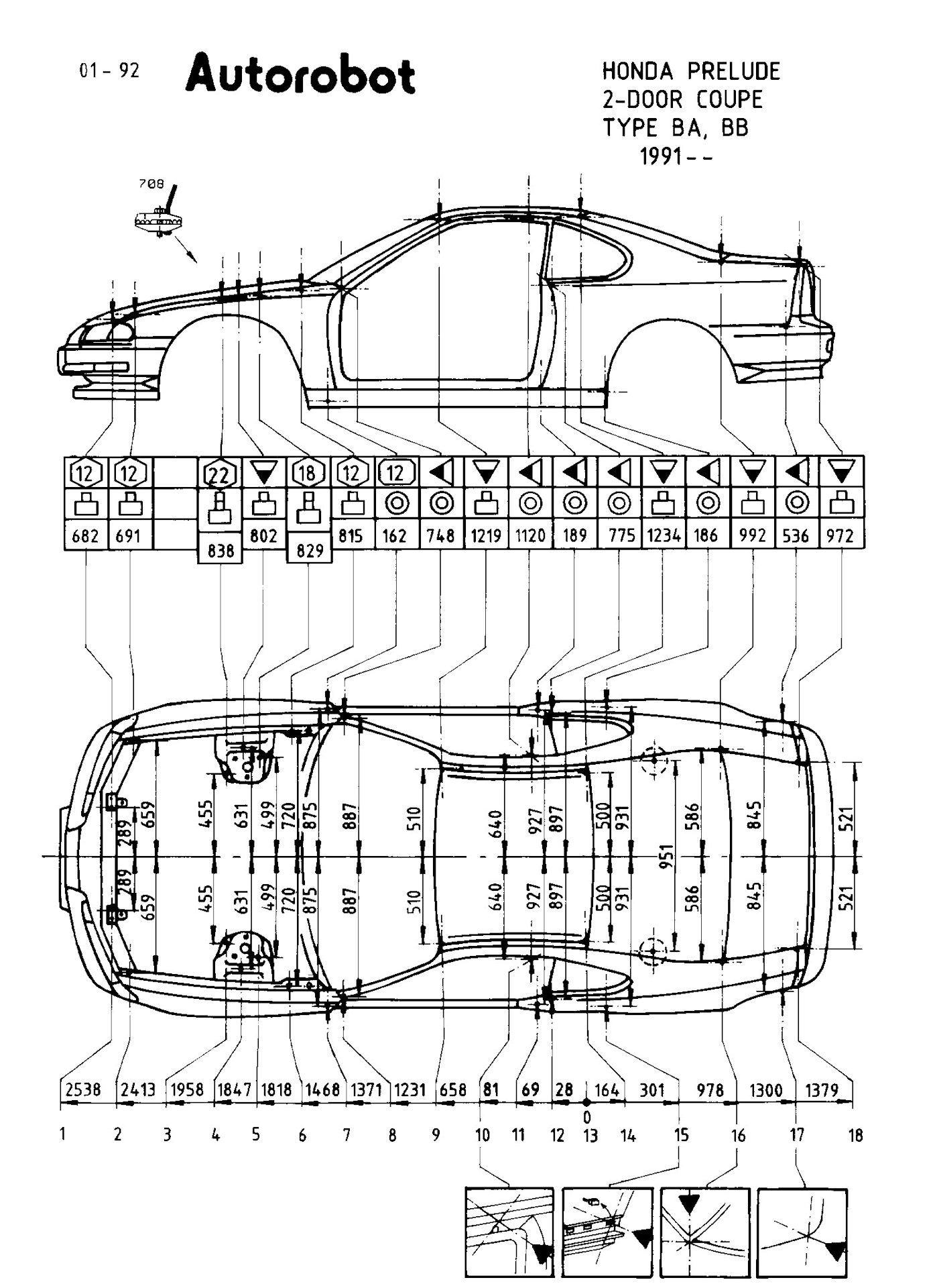 Геометрия кузова prelude 4 — Honda Prelude (BA8, BA9, BB1, BB4), 2 л, 1995  года | кузовной ремонт | DRIVE2