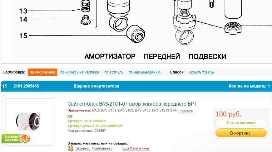 Резинка переднего амортизатора 2123