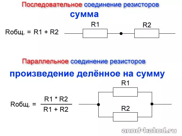 При подключении резистора с электрическим сопротивлением