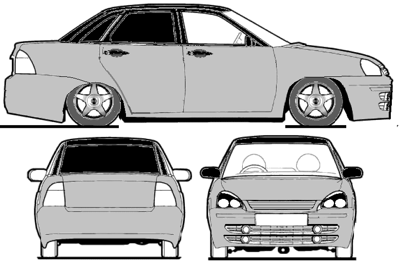 Чертеж лада приора седан