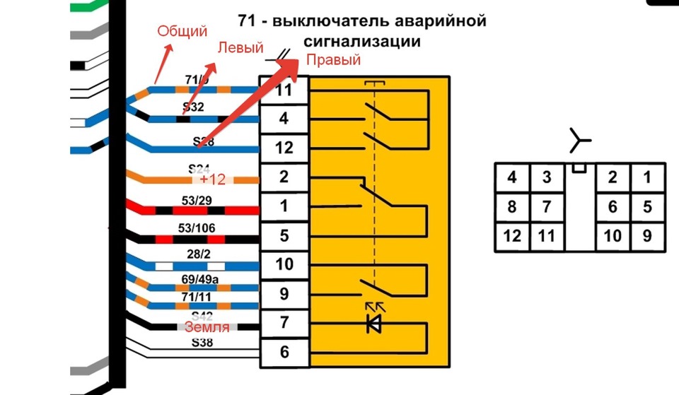 Схема поворотников калина 1