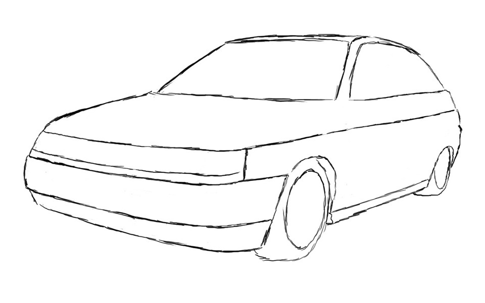 Как нарисовать машину лада приора картинки