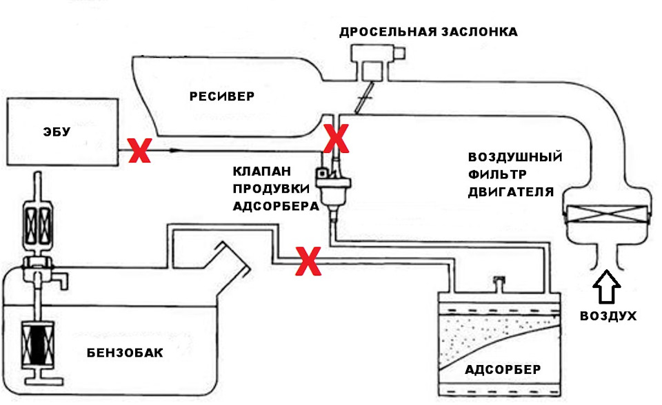 Воздух в топливном баке. Клапан продувки адсорбера ВАЗ 2114 схема. Принцип работы продувки адсорбера. Как работает клапан продувки адсорбера. Схема клапана абсорбера ВАЗ.