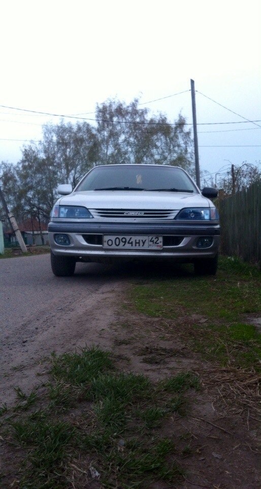 Синие фары, черные стопы)новые лампы в фары) — Toyota Carina (7G), 1,8 ...