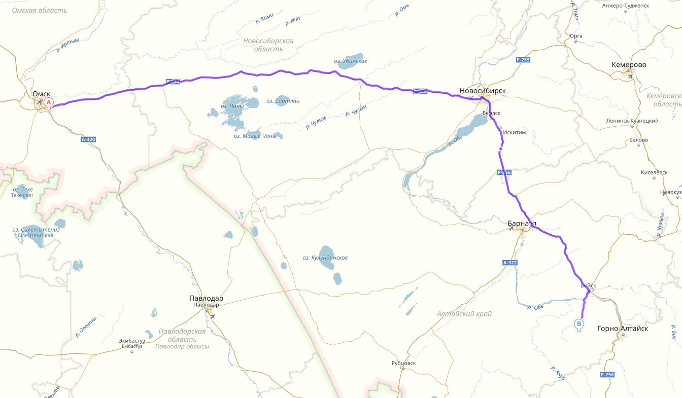 Карта дороги омск новосибирск